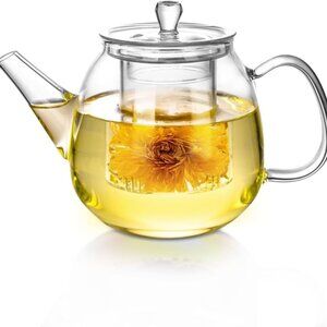 Heat Resistant Borosilicate Glass teapot Blooming and Loose Leaf Tea Maker